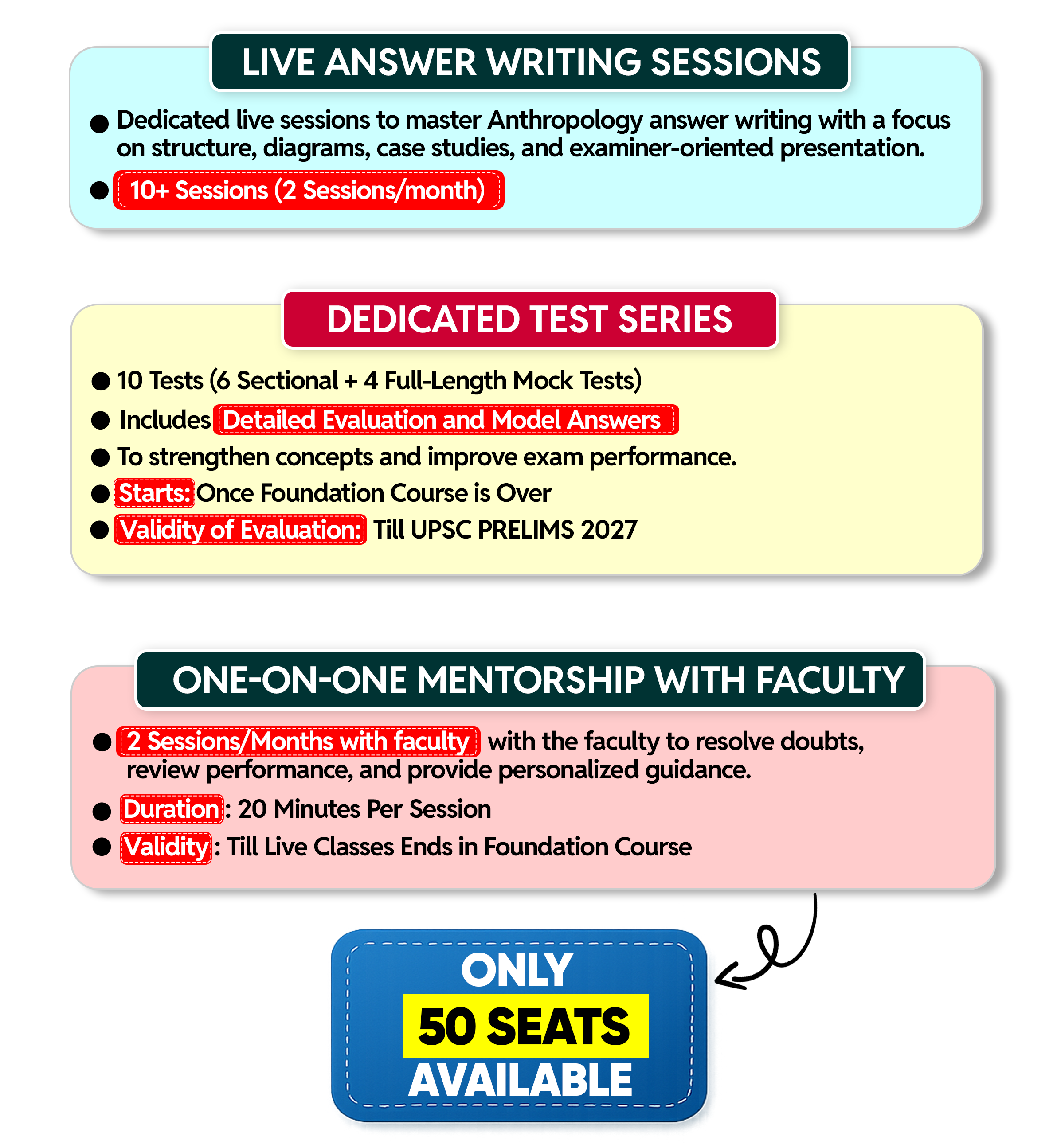 Anthropology Foundation Features — Answer Writing, Test Series, Mentorship