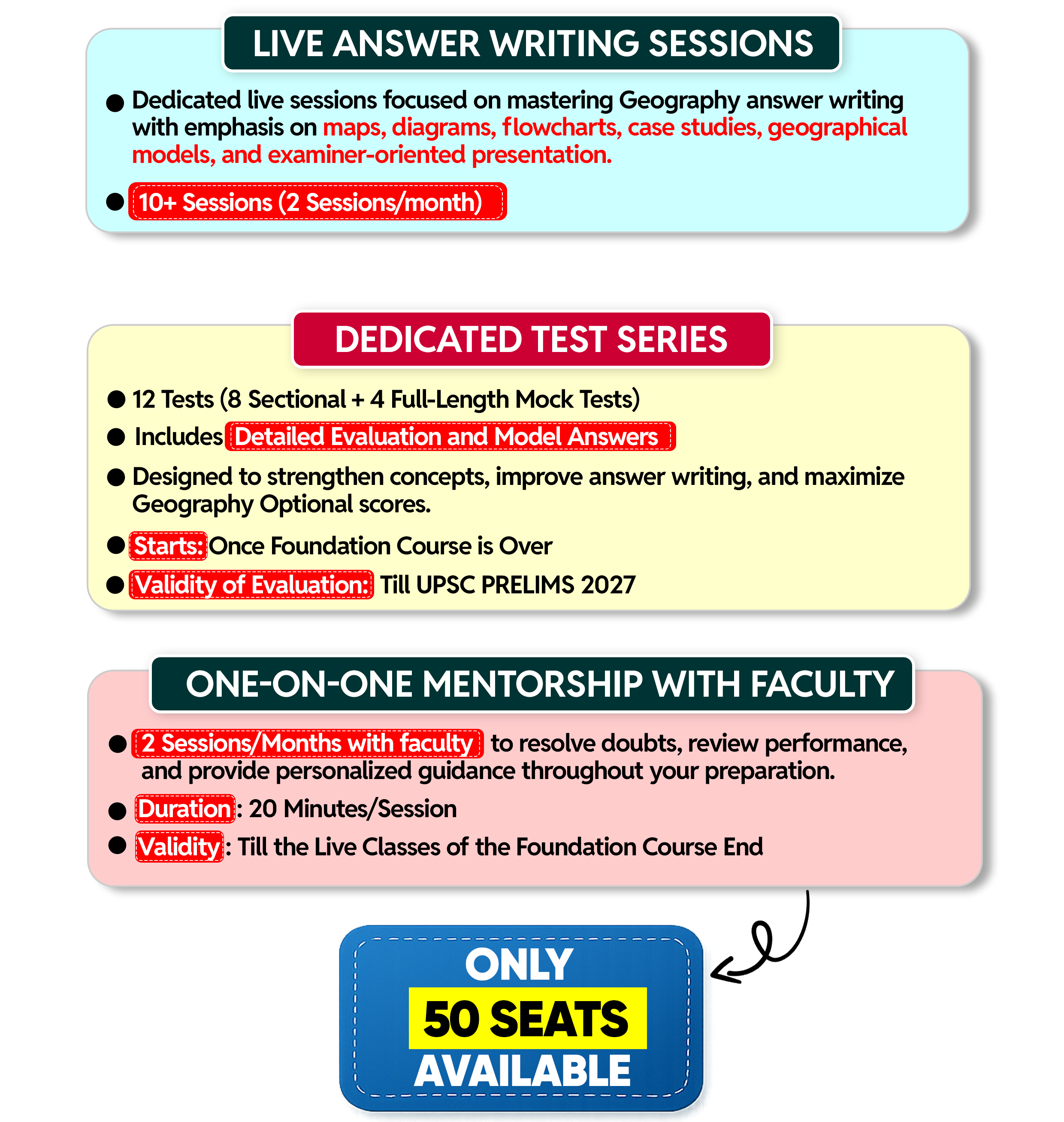 Geography Foundation Features — Answer Writing, Test Series, Mentorship