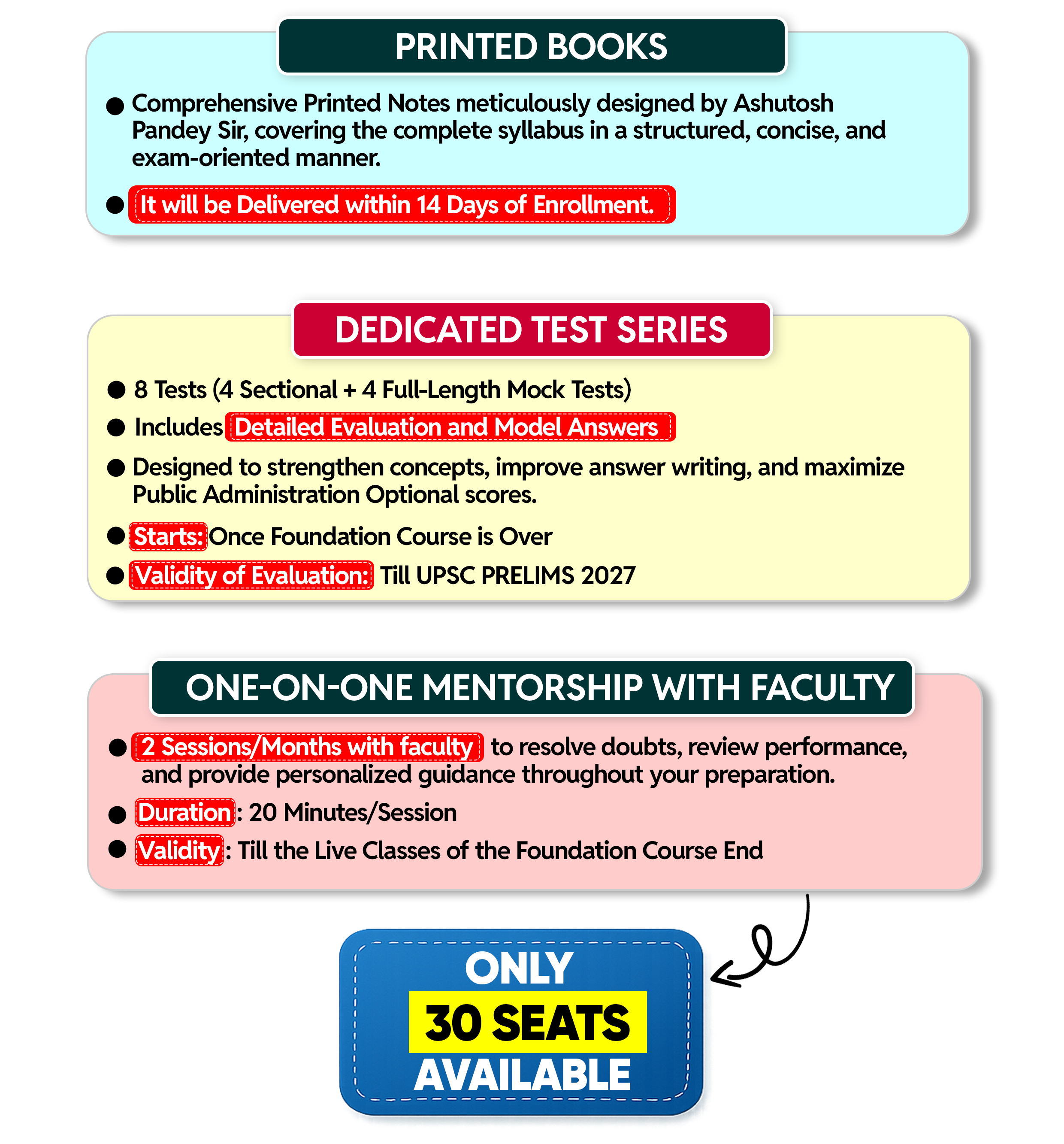 Public Administration Foundation Features — Printed Books, Test Series, Mentorship